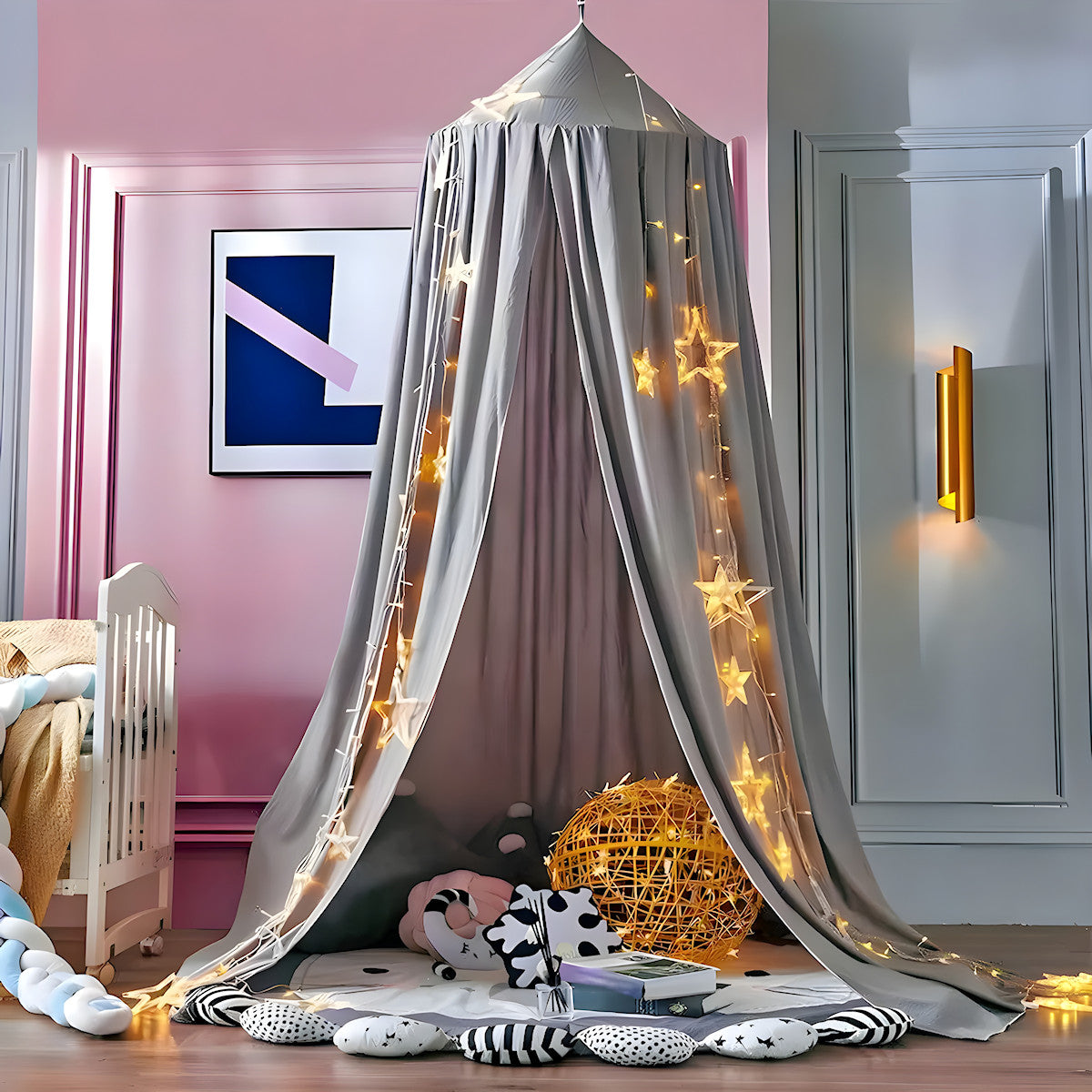 Ciel de Lit Bébé Gris | Velours Clair