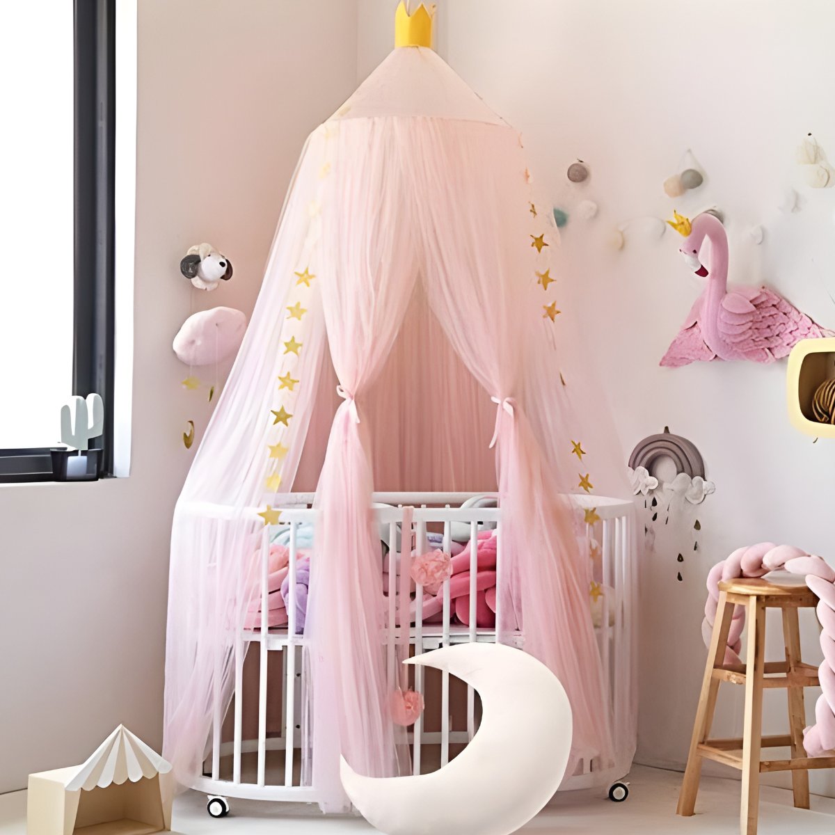 Ciel de lit Bébé Rose Pâle | Voile Stella