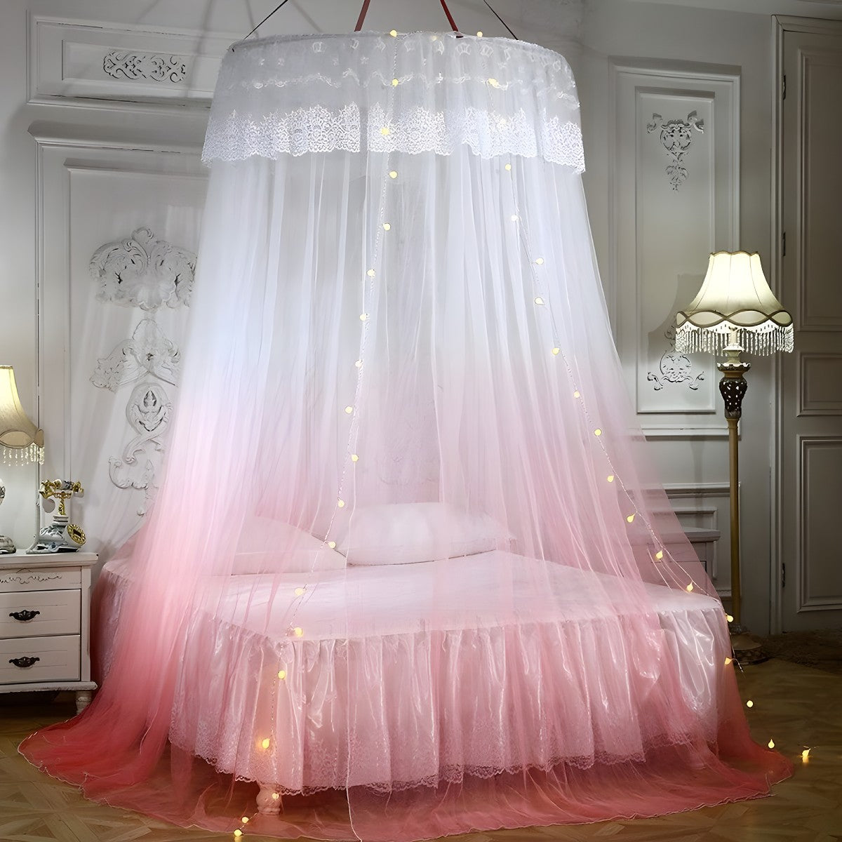 Ciel de Lit Blanc Rose Transparent | Nuage d'Amour