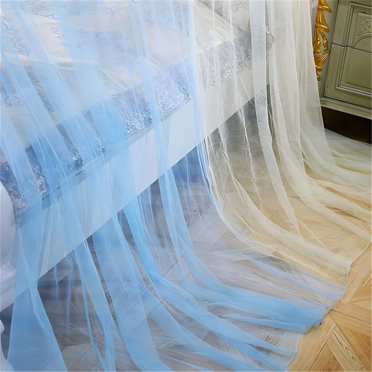Ciel de Lit Bleu Ciel et Jaune | Cocoon d'Éclat