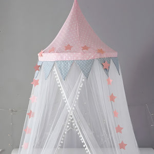 Ciel de Lit Bébé Blanc et Rose | Voile d’Étoiles