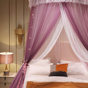 Ciel de Lit Violet & Blanc | Voile Enchanté